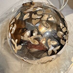 A Special Place Victorian Keepsake Ball Ornament Silver Floral Filigree Hinged